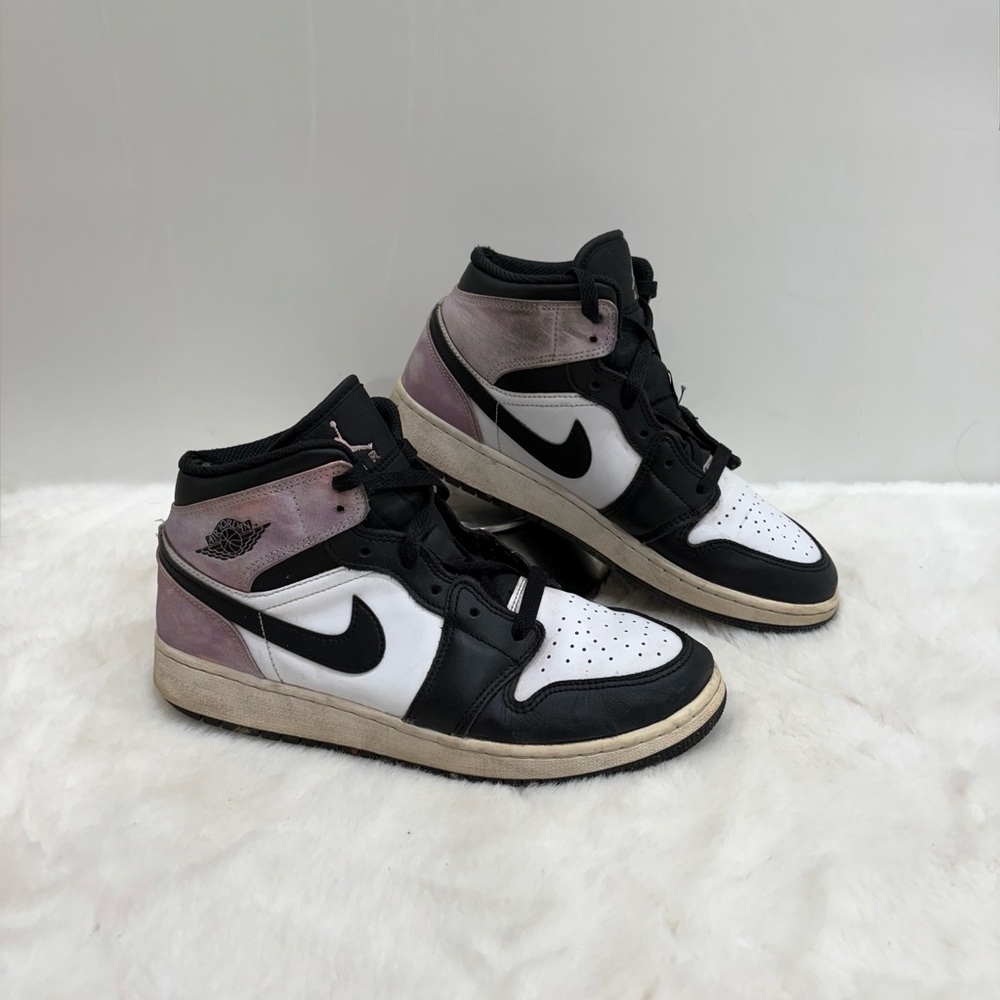 Nike Air Jordan 1 Mid - Black/White/Purple Sneakers -6.5Y